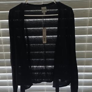 NIC+ZOE Sheer Open-Front Cardigan - Black